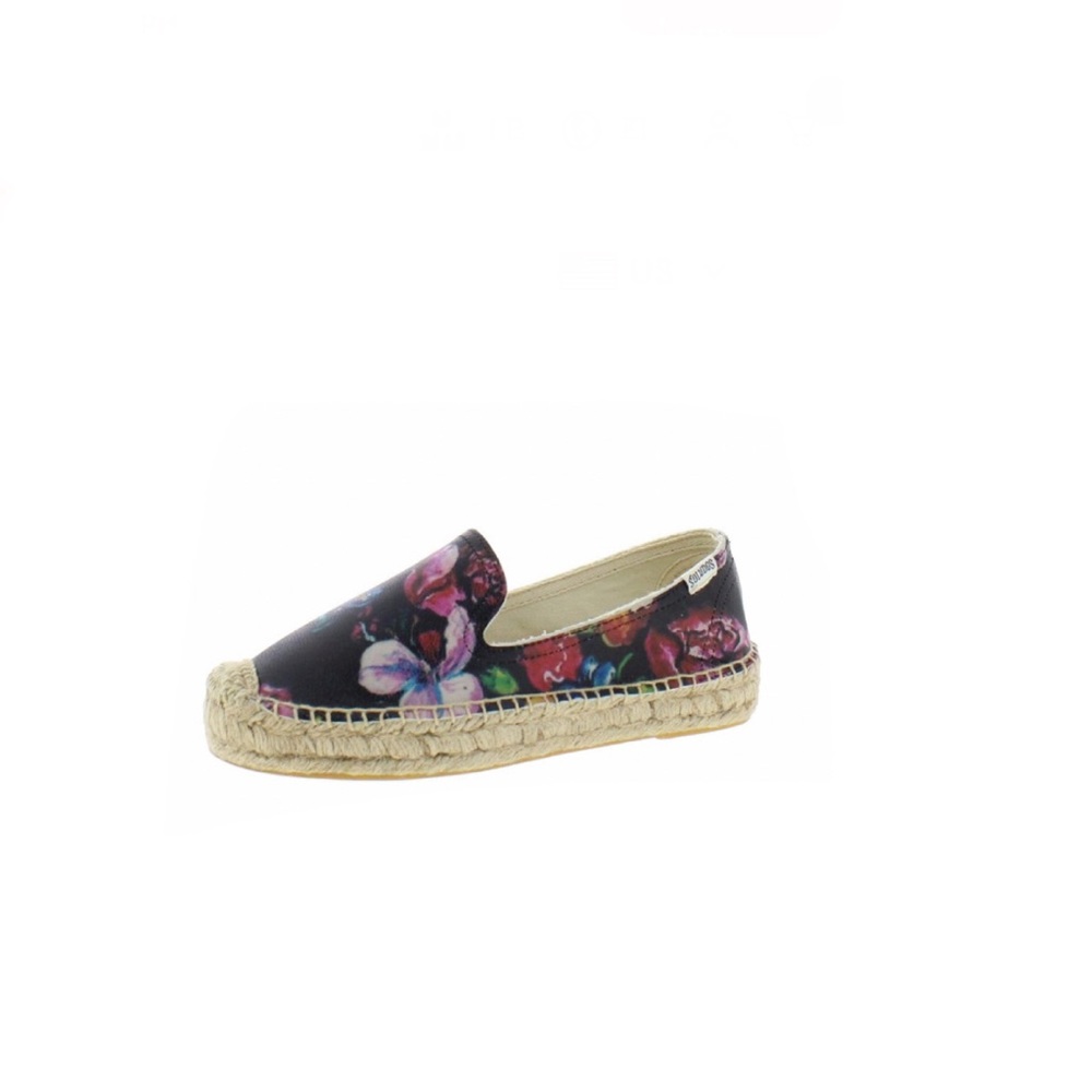 BNWT SOLUDOS FLORAL PRINT COATED CANVAS SLIP ON PLATFORM ESPADRILLES SIZE 8